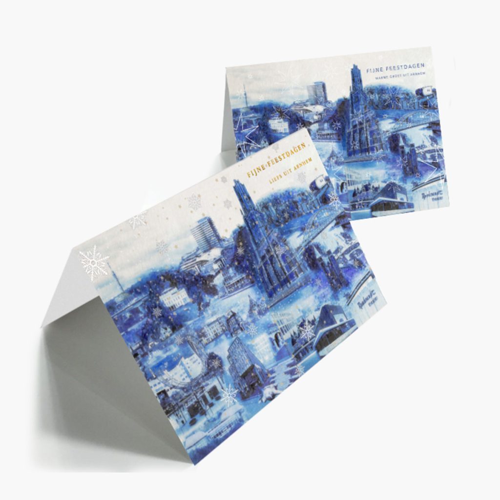 Kerstkaarten Arnhemse Iconen met eigen tekst op maat (vanaf 100 stuks